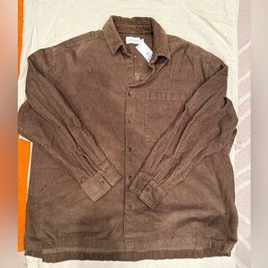 Topman Brown Oversize Corduroy Shirt